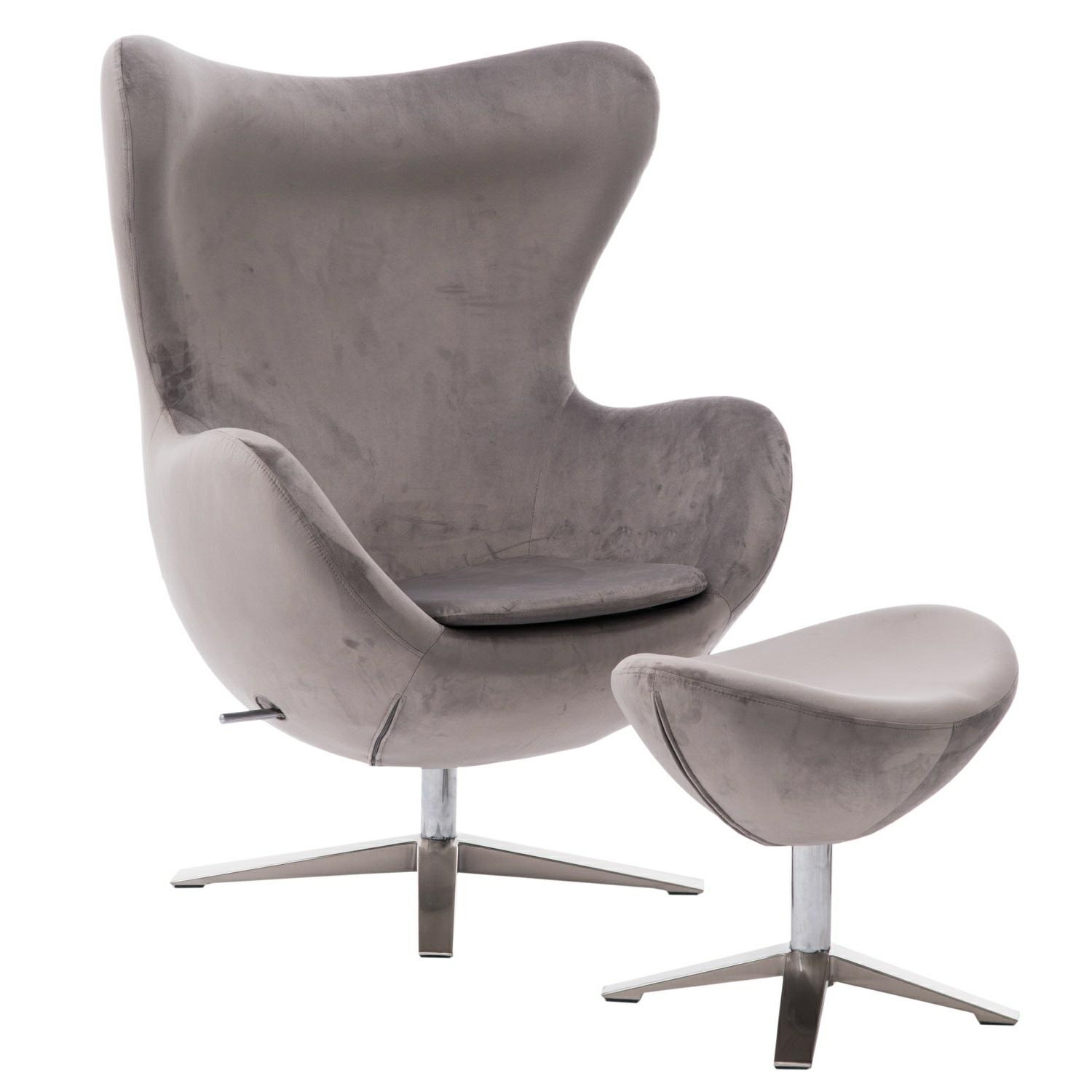 Cocoon Designer Armchair with Footstool Grey - Selsey