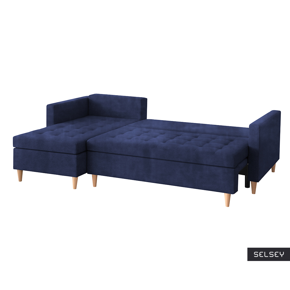 Kopenhaga Navy Blue Corner Sofa Bed - Selsey
