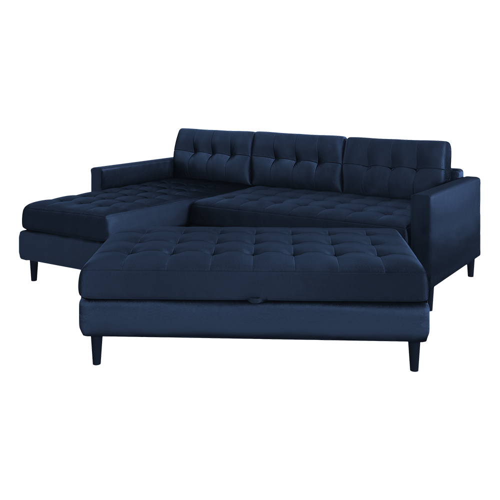 Kopenhaga Navy Blue Corner Sofa with a Pouf