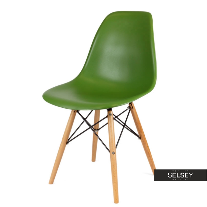 Basic Green Nordic Style Chair on Wooden Legs Selsey