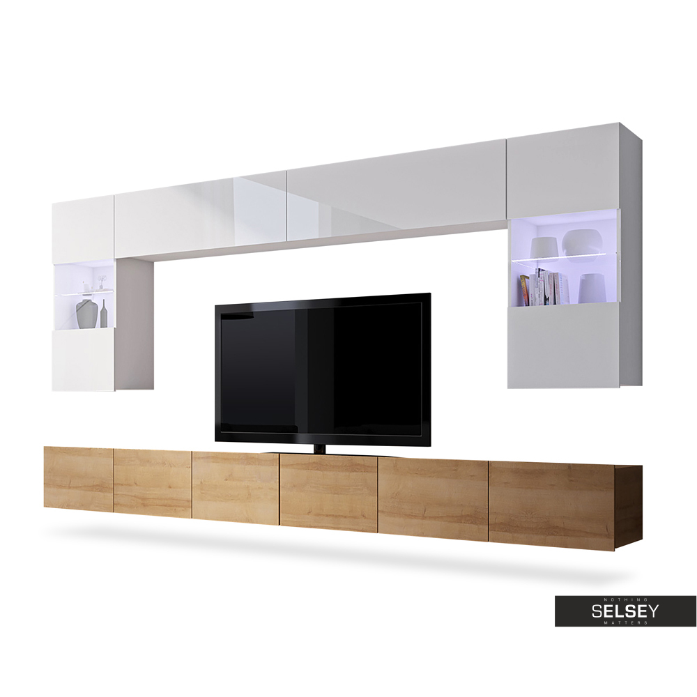 Augusta Large Floating Wall Unit With Cabinets