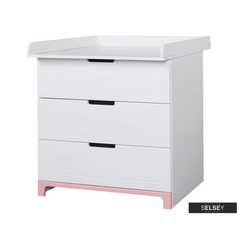 Mini Nursery Chest Of Drawers White And Pink Selsey