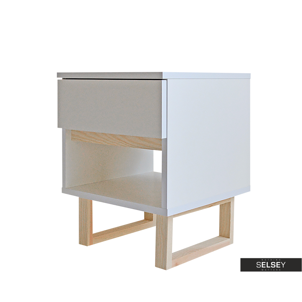 Scandi Bedside Table with Drawer and Shelf Selsey