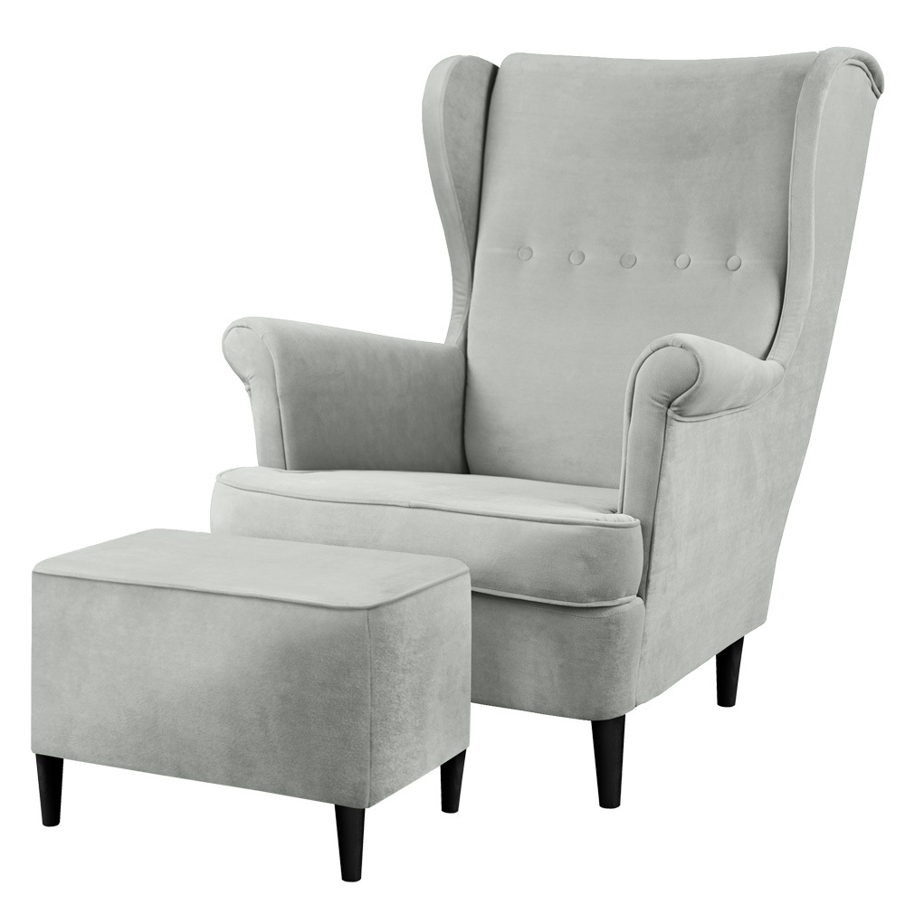 grey armchair with footstool