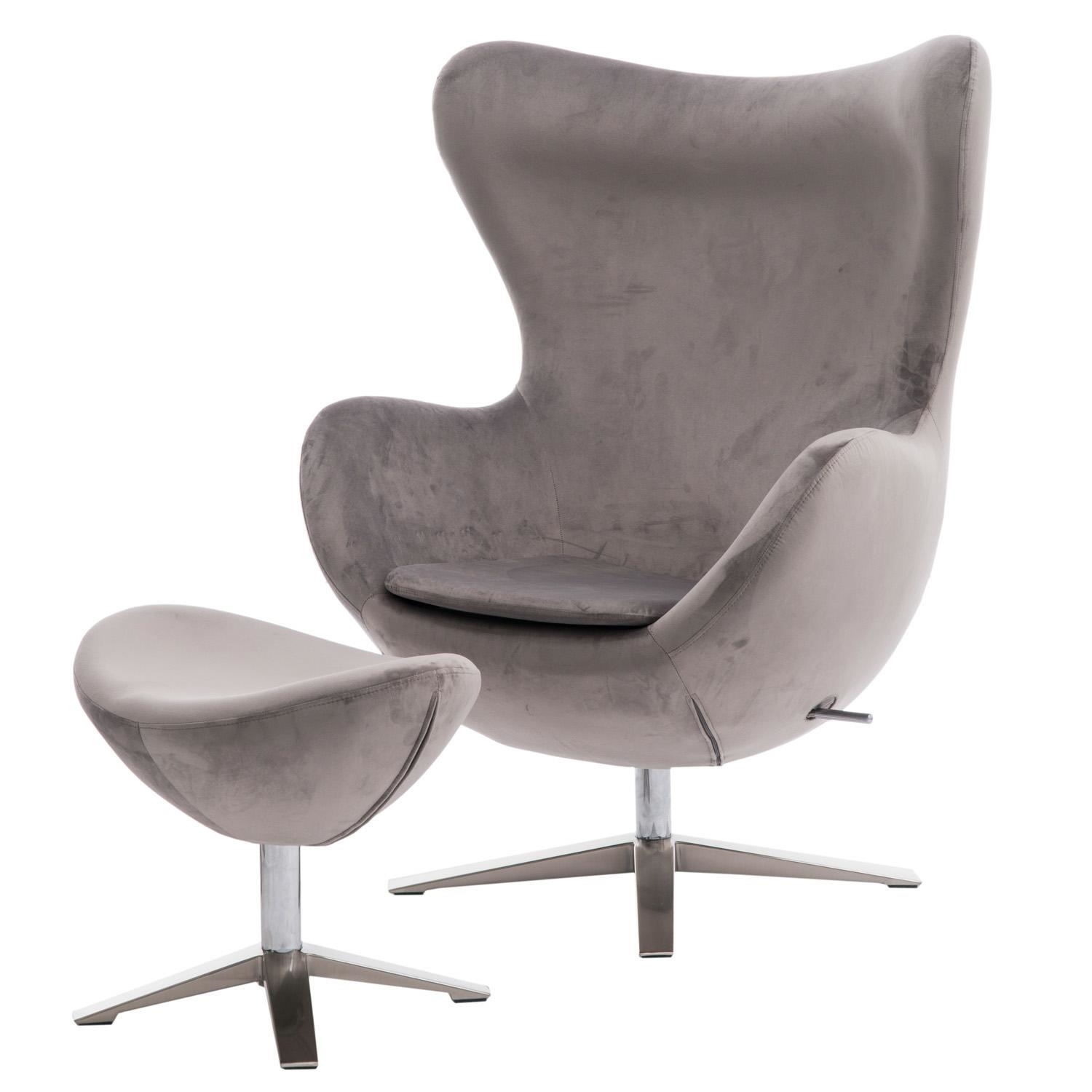 Cocoon Designer Armchair with Footstool Grey Selsey