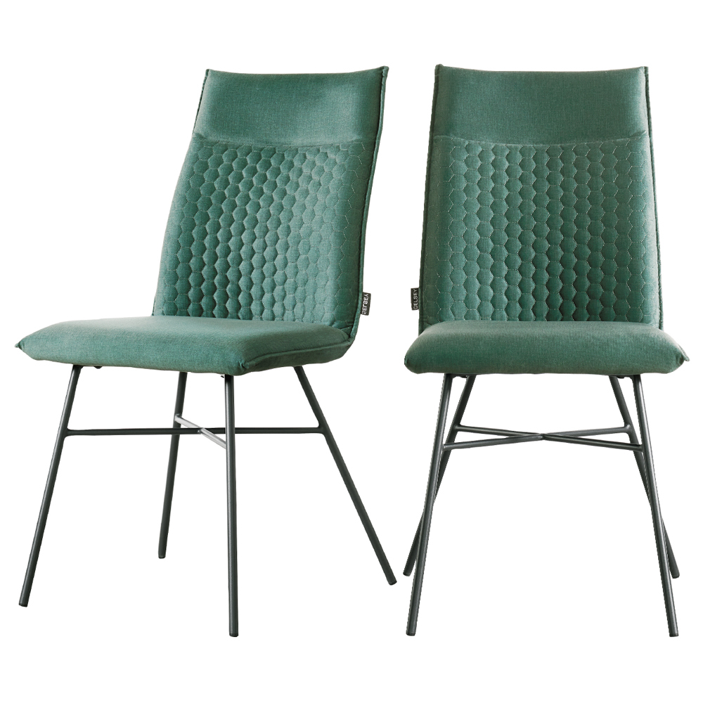 Carlyn Set of 2 Upholstered Chairs Dark Green