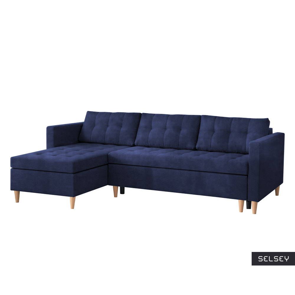 Kopenhaga Navy Blue Corner Sofa Bed - Selsey
