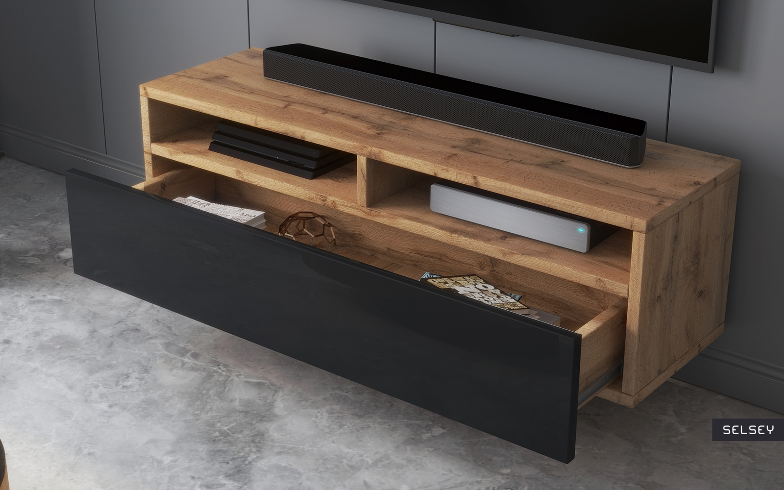 Rednaw TV Stand with a Drawer 100 cm - Selsey