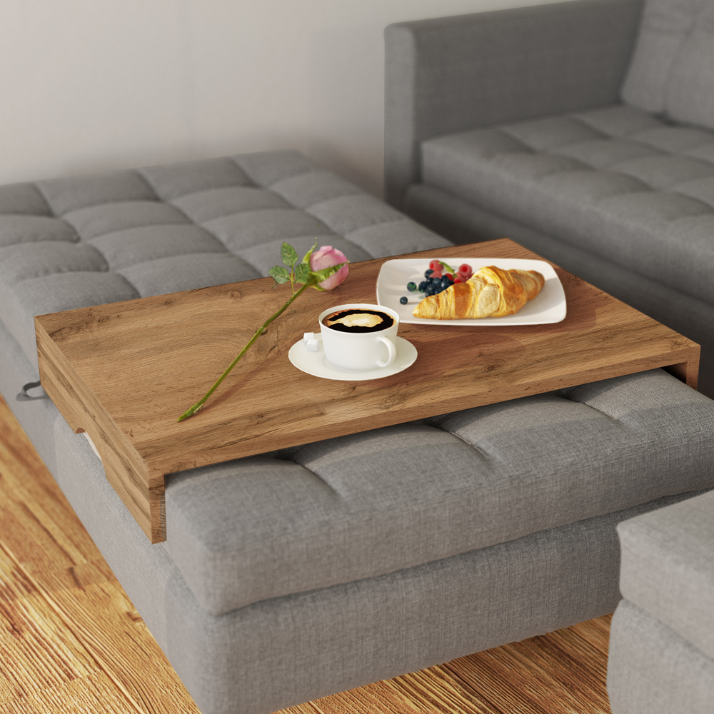 Copenhagen Grey Corner Sofa with Pouf and Tray Top Selsey