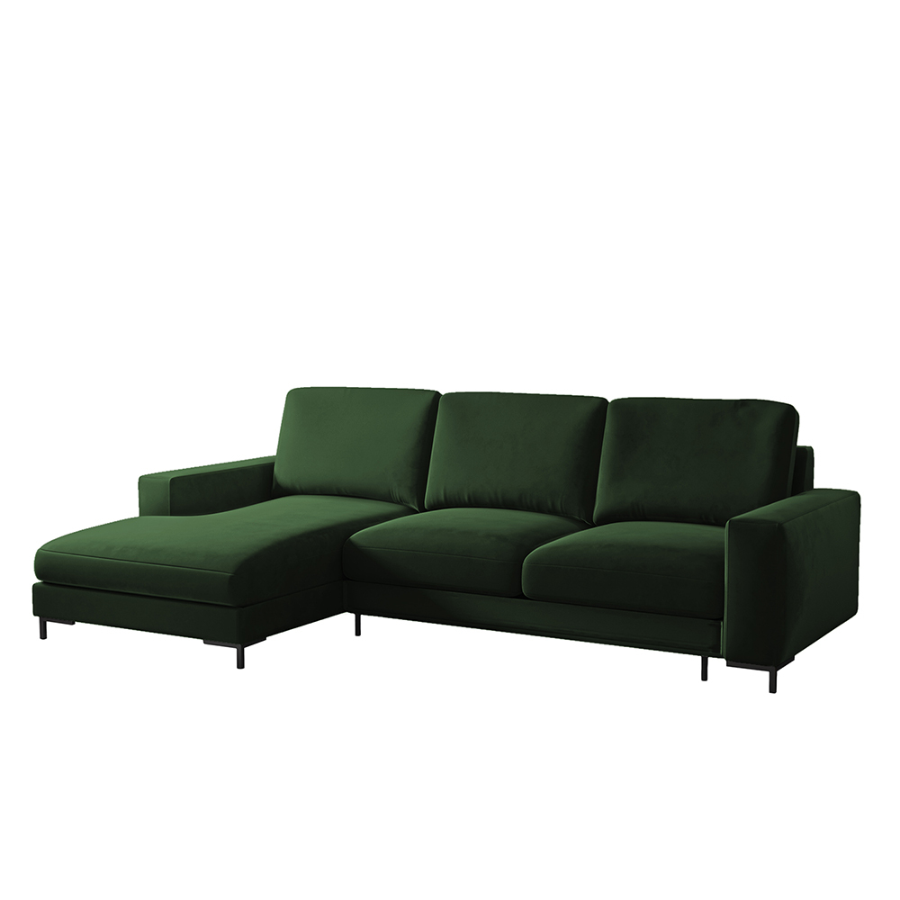 Mokpeo Corner Sofa Bed Emerald Green with Black Legs - Selsey