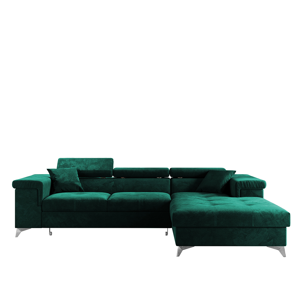 Mikkara Corner Sofa Bed Water Repellent Emerald Green Right Sided Selsey