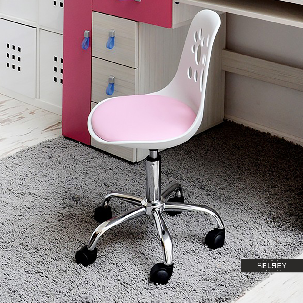 Foot Kids Swivel Chair White and Pink - Selsey